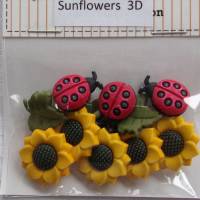 Buttons Galore Knöpfe  Sonnenblume  (1 Pck.)    Sunflowers 3 D Bild 1