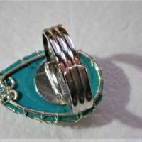 Ring mit Türkis 42 x 20 Millimeter in wirework silberfarben türkisgrün verstellbar zum Hippy boho chic look  Bild 6