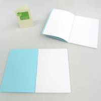 Notizheft eisblau, Titelschild zum Selbstbeschriften, DIN A6, handgefertigt, Recyclingpapier Bild 2