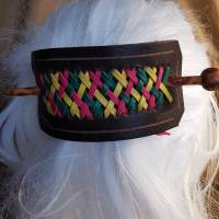 Haarspange aus Leder, Büffelleder, dreifarbige Flechtung (Flecht11) Bild 3