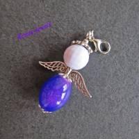 Schutzengelanhänger mit Glasperle lila weiß Schutzengel Anhänger Engel Talisman Glücksbringer Bild 2