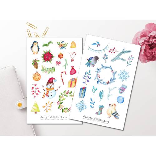 Weihnachten Sticker Set | Aufkleber Winter | Journal Sticker | Sticker Tiere | Sticker Schneemann bullet journal sticker