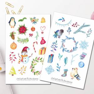 Weihnachten Sticker Set | Aufkleber Winter | Journal Sticker | Sticker Tiere | Sticker Schneemann bullet journal sticker