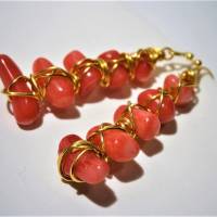 Ohrringe rote Koralle Drahtschmuck goldfarben Boho chic von Hand gefertigt Bild 5