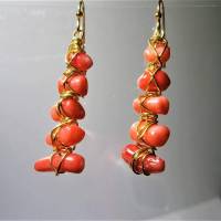 Ohrringe rote Koralle Drahtschmuck goldfarben Boho chic von Hand gefertigt Bild 6