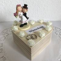 Geldgeschenk Hochzeit Herz Holz-Box Brautpaar Rosen Ringe personalisiert Namen Trauung Standesamt Flitterwochen kaufen Bild 6