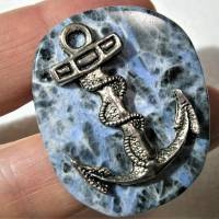 Blauer Ring mit Anker auf Sodalith jeansblau 40 x 35 Millimeter schwarz verstellbar zum boho chic marine look Bild 8