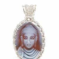 Kettenanhänger Karneol-Kamee Motiv Buddha 925 Silber Unikat Bild 2