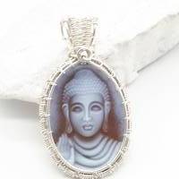 Kettenanhänger Karneol-Kamee Motiv Buddha 925 Silber Unikat Bild 3