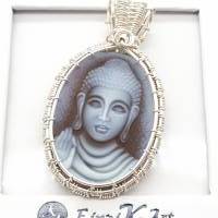 Kettenanhänger Karneol-Kamee Motiv Buddha 925 Silber Unikat Bild 4