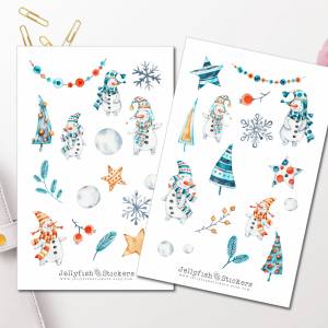 Schneemänner Sticker Set | Journal Sticker | Planer Sticker | Aufkleber Weihnachten | Feiertage, Winter, Sticker Weihnac