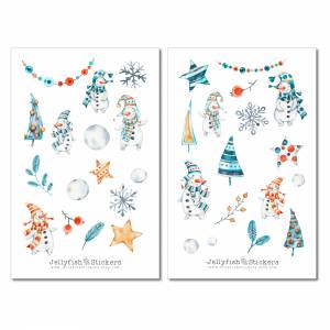 Schneemänner Sticker Set | Journal Sticker | Planer Sticker | Aufkleber Weihnachten | Feiertage, Winter, Sticker Weihnac Bild 2