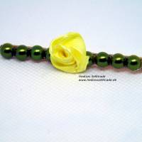 Haarspangen #gelbe Rose und #grüne Halbperlen 6 cm Bild 1