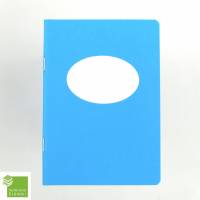 Notizheft pazifik-blau, Titelschild zum Selbstbeschriften, DIN A6, handgefertigt, Recyclingpapier Bild 1