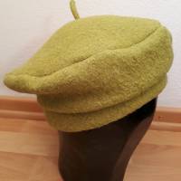 Stegbaskenmütze aus gewalkter Wolle, Grün Bild 1