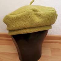 Stegbaskenmütze aus gewalkter Wolle, Grün Bild 2