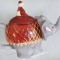 Elefanten Kanne aus Keramik mit Reiter auf dem Deckel Bild 3