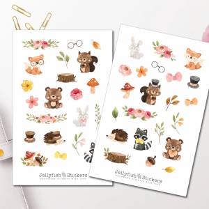 Herbst Tiere niedlich Sticker Set | Journal Sticker, journal sticker, Planersticker, Herbst, Natur, Kinder, Wald, Floral Bild 1