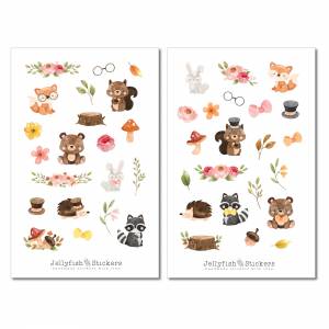 Herbst Tiere niedlich Sticker Set | Journal Sticker, journal sticker, Planersticker, Herbst, Natur, Kinder, Wald, Floral Bild 2