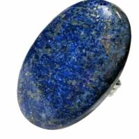 Ring Lapislazuli dunkelblau mit 37 x 22 Millimeter großem Stein handgemacht als statementring verstellbar Bild 1