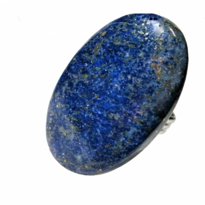 Ring Lapislazuli dunkelblau mit 37 x 22 Millimeter großem Stein handgemacht als statementring verstellbar