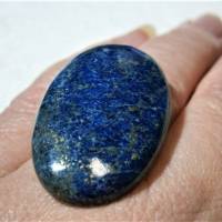 Ring Lapislazuli dunkelblau mit 37 x 22 Millimeter großem Stein handgemacht als statementring verstellbar Bild 6