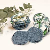 umweltfreundliche Wattepads in Blau, nachhaltige Abschminkpads waschbar, Kosmetikpads aus Baumwolle, Reinigungspads Bild 1