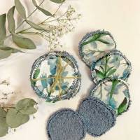 umweltfreundliche Wattepads in Blau, nachhaltige Abschminkpads waschbar, Kosmetikpads aus Baumwolle, Reinigungspads Bild 2