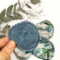 umweltfreundliche Wattepads in Blau, nachhaltige Abschminkpads waschbar, Kosmetikpads aus Baumwolle, Reinigungspads Bild 4