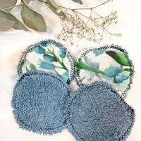 umweltfreundliche Wattepads in Blau, nachhaltige Abschminkpads waschbar, Kosmetikpads aus Baumwolle, Reinigungspads Bild 5