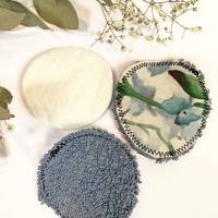 umweltfreundliche Wattepads in Blau, nachhaltige Abschminkpads waschbar, Kosmetikpads aus Baumwolle, Reinigungspads Bild 7