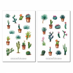 Kakteen Sticker Set | Florale Aufkleber | Journal Sticker | Planer Sticker | Sticker Kaktus | Sticker Pflanzen, Natur, G Bild 2