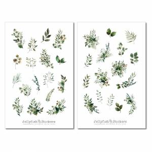 Pflanzen Sticker Set - Journal Sticker, Planer Sticker, Aufkleber, Sticker Floral, Garten, Grün, Blumen, Hochzeit, Dekor Bild 2