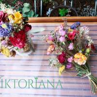 Trockenblumenstrauß * Blumenstrauß aus getrockneten Blumen: Rosen, Ranunkeln, Schleierkraut ca. 25cm hoch Bild 1