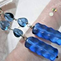 Ohrringe blau royal handgemacht Ohrhänger linear Glasschmuck boho Brautschmuck Bild 2
