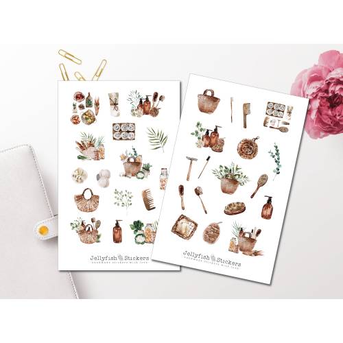 Zero Waste Sticker Set - Journal Sticker, Planer Sticker, Aufkleber, Sticker Floral, Grün, Blumen, Umwelt, Umweltschutz,