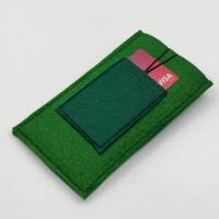 Handytasche mit Kartenfach, Handyhülle, Handysleeve, Filz waldgrün, Handyschutz Bild 3