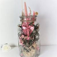 Trockenblumendeko, getrocknete Blumen im Glas, Tischdeko, Tischgesteck Bild 8