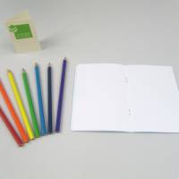 Notizheft türkis-blau, Titelschild zum Selbstbeschriften, DIN A6, handgefertigt, Recyclingpapier Bild 3