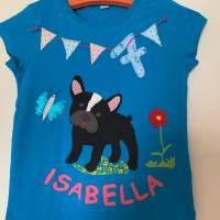 GeburtstagsShirt/Namensshirt T-Shirt Applikation Bulldogge Hund Name personalisierbarab Gr.92 Bild 1