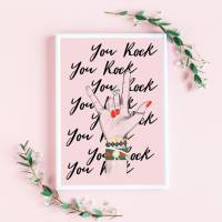 Feminist Print "You Rock" | Kunstdruck Bild | Arbeitszimmer Wandbild | Geschenk für beste Freundin | Frauenpower Bild 1