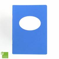 Notizheft mittel-blau, Titelschild zum Selbstbeschriften, DIN A6, handgefertigt, Recyclingpapier Bild 1