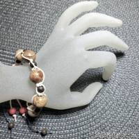 Armband Macramé Makramee geknüpft Jaspis Beige Braun Rotorange Bild 5