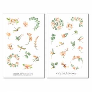 Orchideen und Libellen Sticker Set | Florale Aufkleber | Journal Sticker | Blumen Sticker | Planer Sticker bullet journa Bild 2