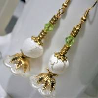 Ohrringe weiße Blüten goldfarben handgemacht Brautschmuck im boho chic Bild 5