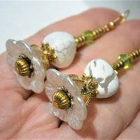 Ohrringe weiße Blüten goldfarben handgemacht Brautschmuck im boho chic Bild 7