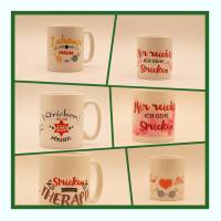 Stricken ist mein Hobby, dekorative Kaffee-Tasse mit einem kreativen Spruch zum Thema Stricken, bedruckte Keramik-Tasse Bild 5