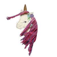 Einhorn 3 D mit lila und pinkfarbener Mähne, Aufnäher, Applikation Bild 1