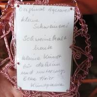 Minibild Schwein mit Krone handgemalt im wirework Prunkrahmen Talisman Gdeburtstagsgeschenk Glücksbringer Bild 6