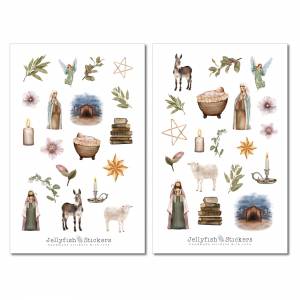 Weihnachten Sticker Set - Journal Sticker, Planer Sticker, Aufkleber Feiertage, Christlich, Religion, Kirche, Bibel, Jes Bild 2